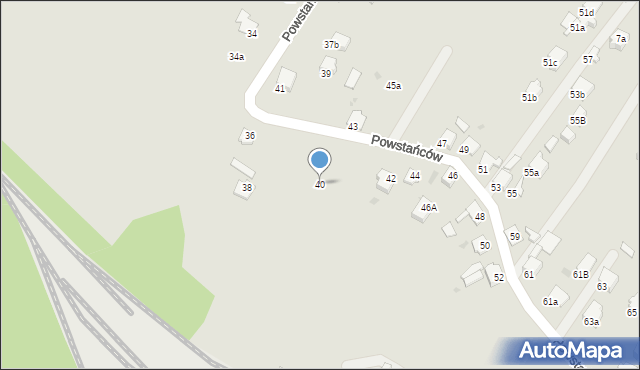 Knurów, Powstańców, 40, mapa Knurów