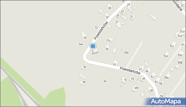 Knurów, Powstańców, 41, mapa Knurów