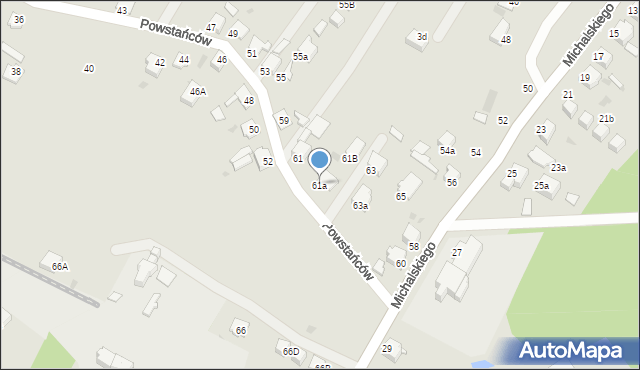 Knurów, Powstańców, 61a, mapa Knurów