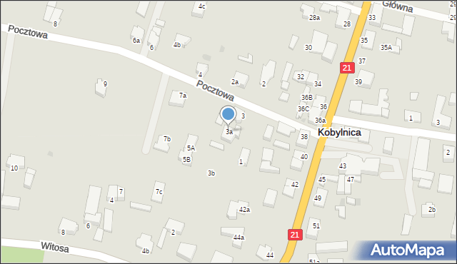 Kobylnica, Pocztowa, 3a, mapa Kobylnica