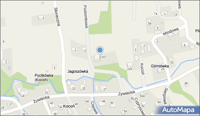 Kocoń, Poziomkowa, 2, mapa Kocoń