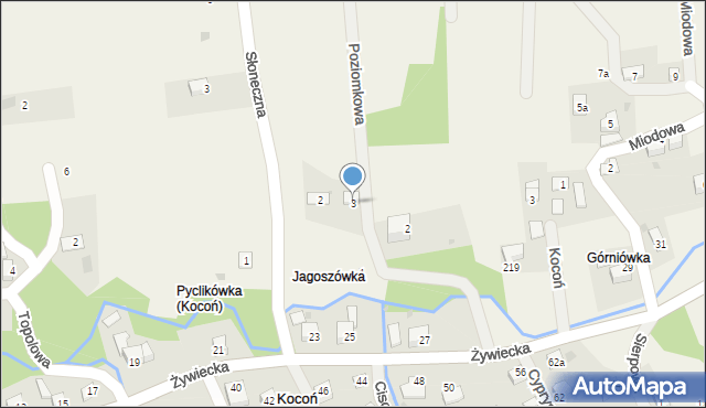 Kocoń, Poziomkowa, 3, mapa Kocoń