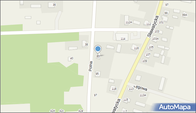Kodeń, Polna, 93, mapa Kodeń