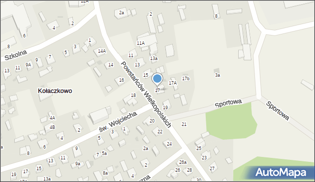 Kołaczkowo, Powstańców Wielkopolskich, 17, mapa Kołaczkowo
