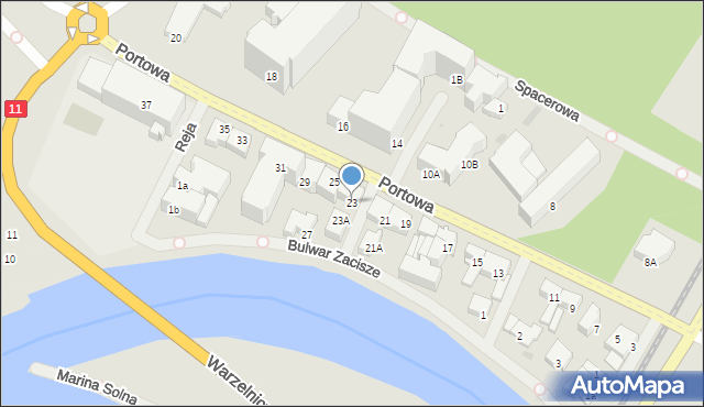 Kołobrzeg, Portowa, 23, mapa Kołobrzegu