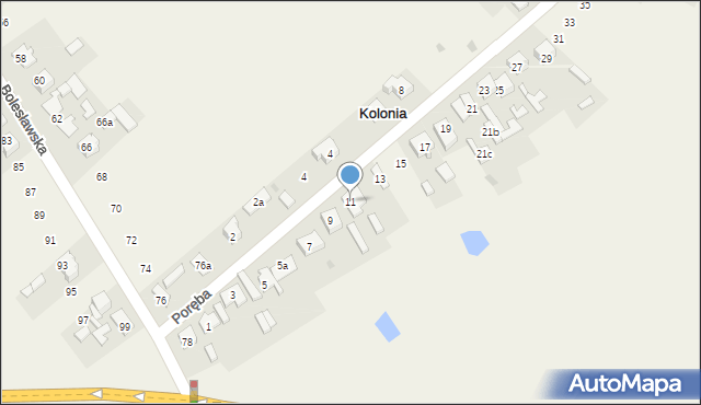 Kolonia, Poręba, 11, mapa Kolonia
