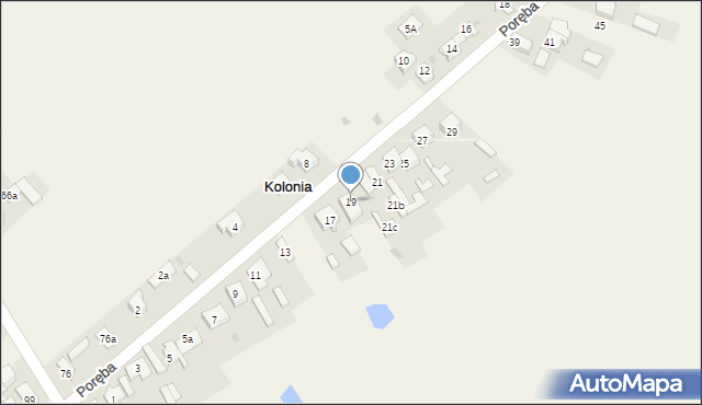 Kolonia, Poręba, 19, mapa Kolonia