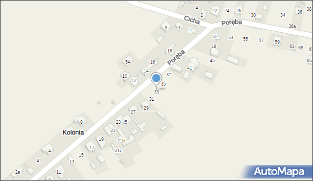 Kolonia, Poręba, 33, mapa Kolonia