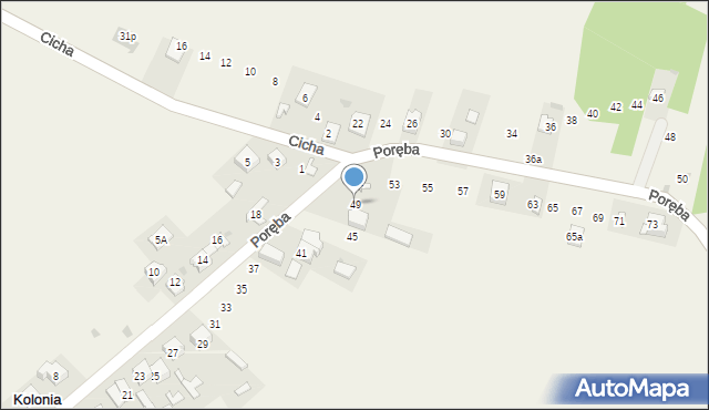 Kolonia, Poręba, 49, mapa Kolonia