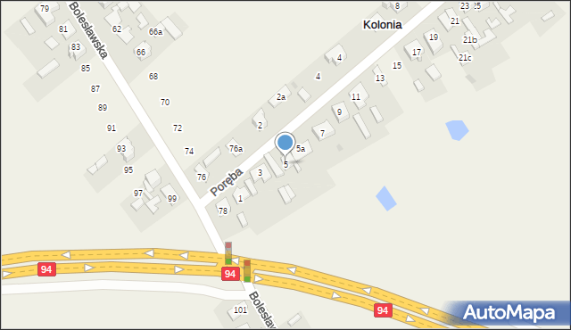 Kolonia, Poręba, 5, mapa Kolonia