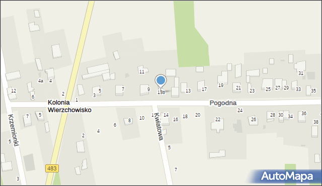 Kolonia Wierzchowisko, Pogodna, 13b, mapa Kolonia Wierzchowisko