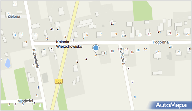 Kolonia Wierzchowisko, Pogodna, 6, mapa Kolonia Wierzchowisko