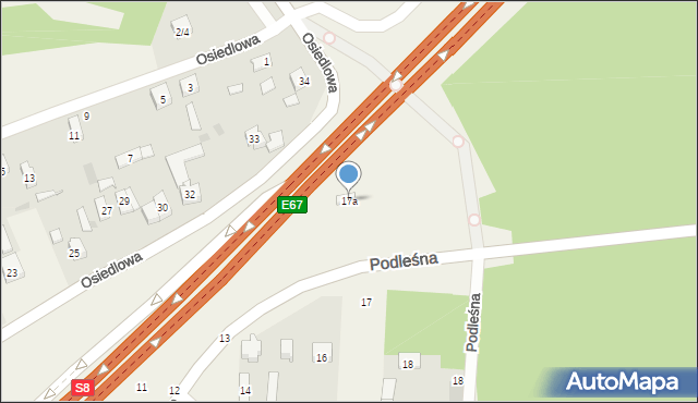 Kolonia Zawada, Podleśna, 17a, mapa Kolonia Zawada