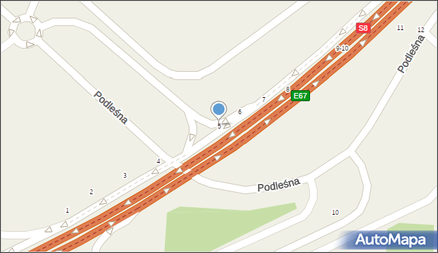 Kolonia Zawada, Podleśna, 5, mapa Kolonia Zawada