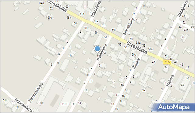 Koluszki, Pomorska, 1, mapa Koluszki