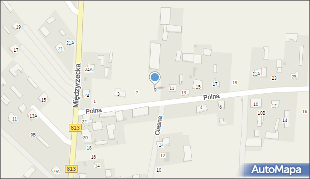 Komarówka Podlaska, Polna, 9, mapa Komarówka Podlaska