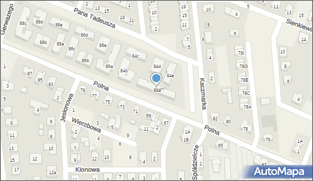 Komorniki, Polna, 84a, mapa Komorniki