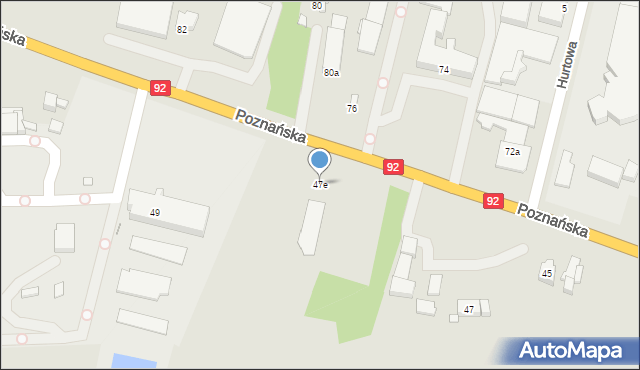 Konin, Poznańska, 47e, mapa Konina