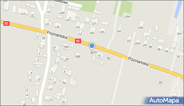 Konin, Poznańska, 63, mapa Konina