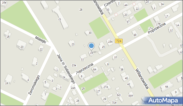 Konstancin-Jeziorna, Poprzeczna, 13, mapa Konstancin-Jeziorna