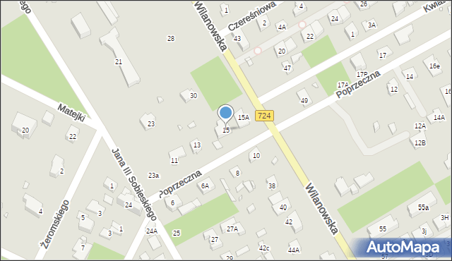 Konstancin-Jeziorna, Poprzeczna, 15, mapa Konstancin-Jeziorna