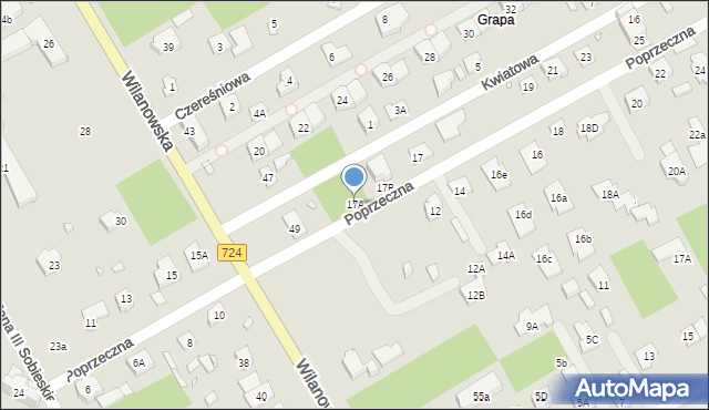 Konstancin-Jeziorna, Poprzeczna, 17A, mapa Konstancin-Jeziorna