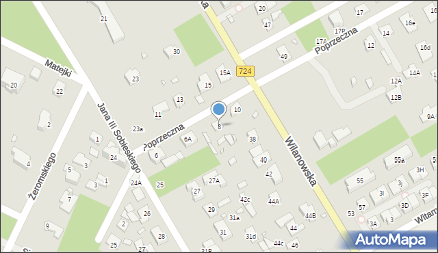 Konstancin-Jeziorna, Poprzeczna, 8, mapa Konstancin-Jeziorna