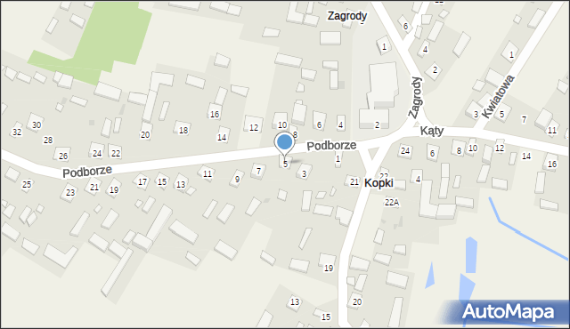Kopki, Podborze, 5, mapa Kopki