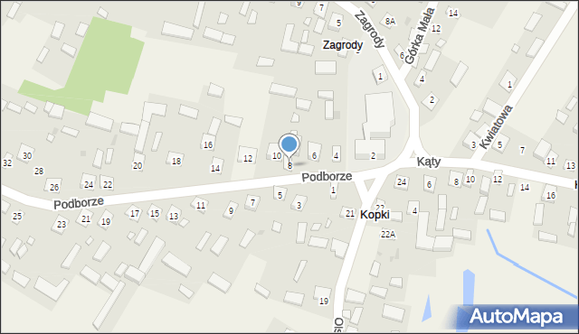 Kopki, Podborze, 8, mapa Kopki