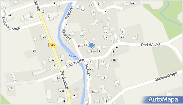 Korbielów, Pod Weską, 1, mapa Korbielów