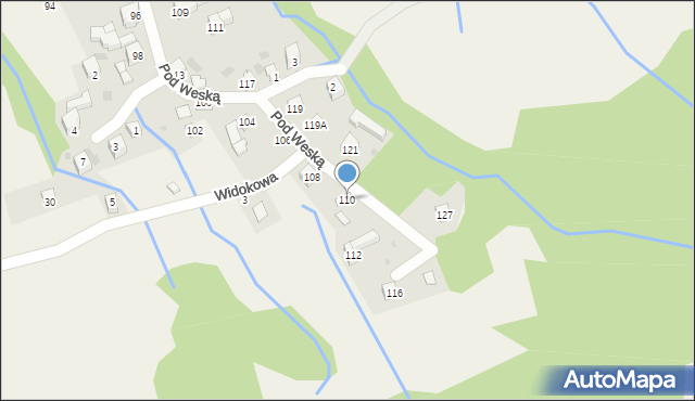 Korbielów, Pod Weską, 110, mapa Korbielów