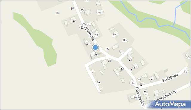 Korbielów, Pod Weską, 26, mapa Korbielów