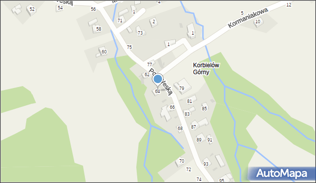 Korbielów, Pod Weską, 64, mapa Korbielów