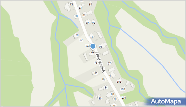 Korbielów, Pod Weską, 76, mapa Korbielów