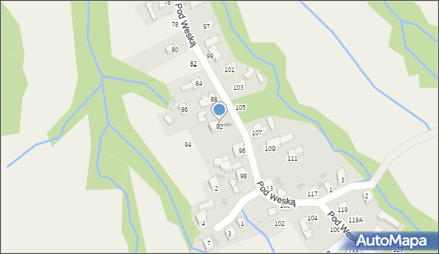 Korbielów, Pod Weską, 92, mapa Korbielów