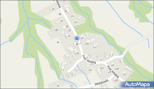 Korbielów, Pod Weską, 96, mapa Korbielów