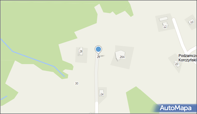 Korczyna, Podzamcze, 26, mapa Korczyna