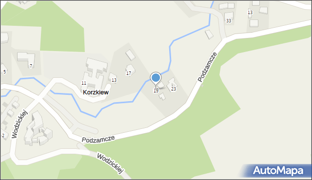 Korzkiew, Podzamcze, 19, mapa Korzkiew