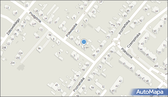 Kościan, Podgórna, 2, mapa Kościan