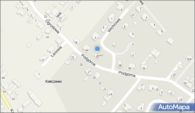 Kościan, Podgórna, 42, mapa Kościan