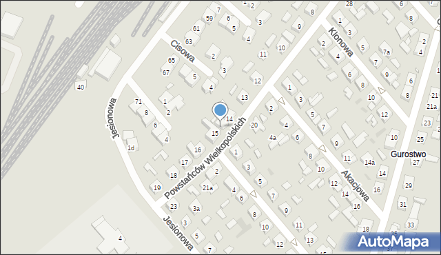 Kościan, Powstańców Wielkopolskich, 14a, mapa Kościan