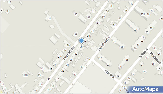 Kościan, Poznańska, 36, mapa Kościan