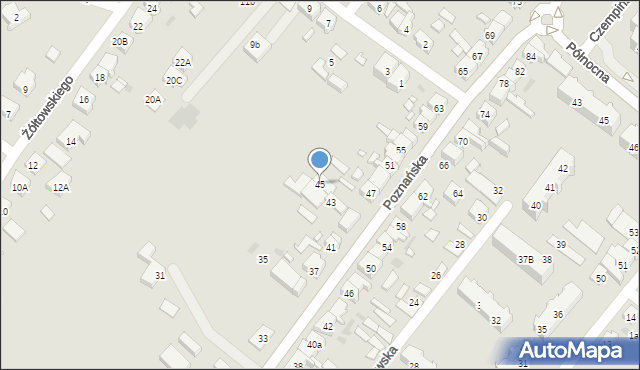 Kościan, Poznańska, 45, mapa Kościan