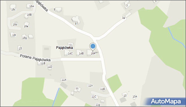 Kościelisko, Polana Pająkówka, 14A, mapa Kościelisko