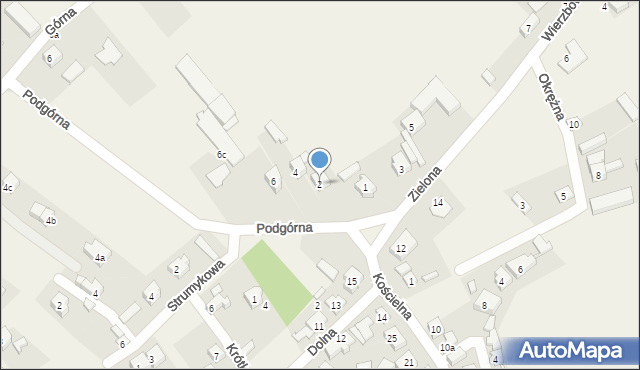 Kościelna Wieś, Podgórna, 2, mapa Kościelna Wieś