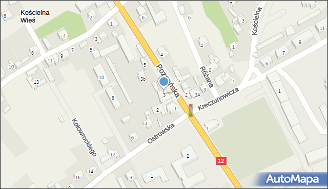 Kościelna Wieś, Poznańska, 3, mapa Kościelna Wieś