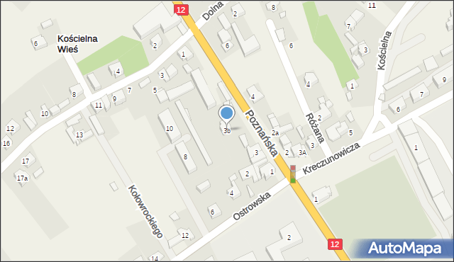 Kościelna Wieś, Poznańska, 3b, mapa Kościelna Wieś