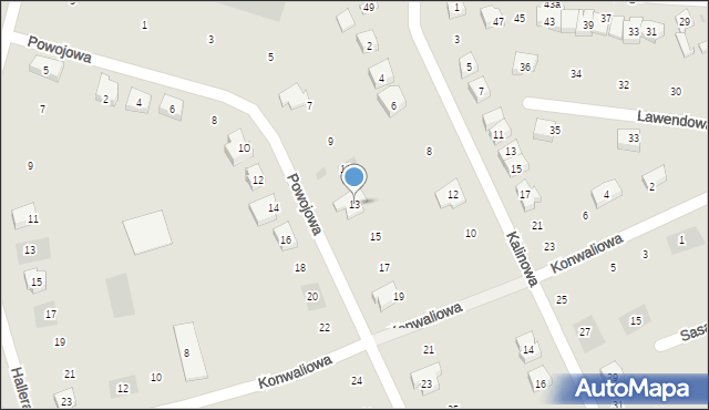 Kościerzyna, Powojowa, 13, mapa Kościerzyna