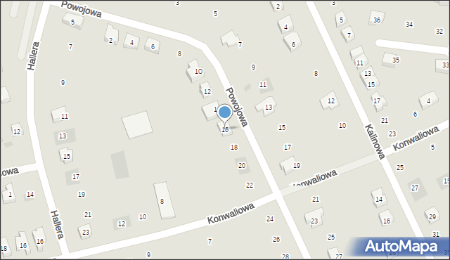 Kościerzyna, Powojowa, 16, mapa Kościerzyna