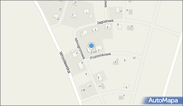 Koskowice, Poziomkowa, 1, mapa Koskowice